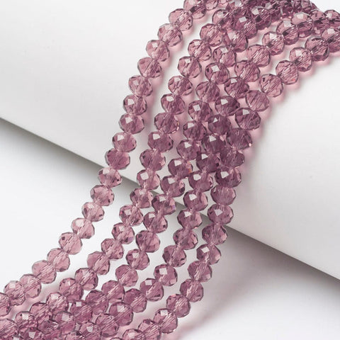 BeadsBalzar Beads & Crafts PALE VIOLET RED (BE8724-D13) (BE8724-X) Glass Beads Strands, Faceted, Rondelle, 8x6mm (1 STR)