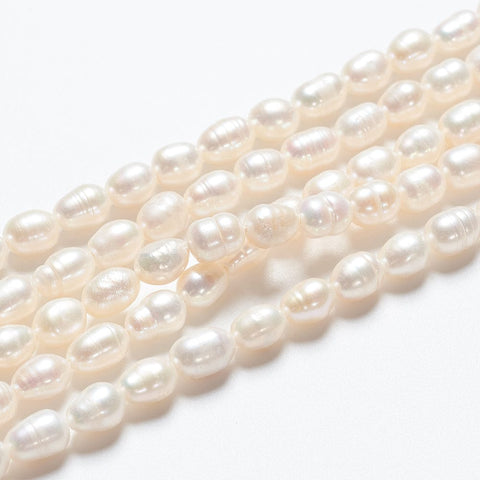 BeadsBalzar Beads & Crafts (PE5746-57) ABOUT 20-24 PIECES (PE5746-57-2STR) Grade A Natural Freshwater Pearl Strands, White (2 STR)