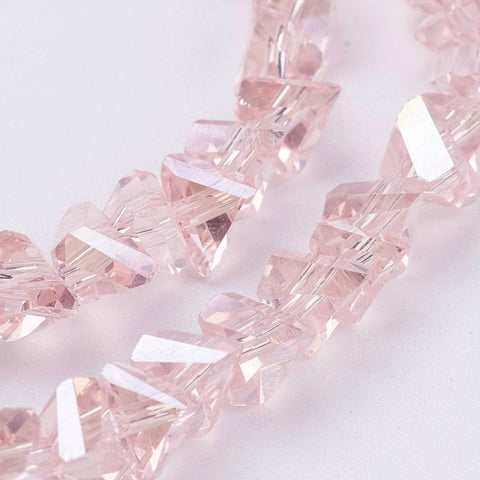 BeadsBalzar Beads & Crafts PINK AB (BE8966-AB02) (BE8966-X) Transparent Glass Beads, Faceted, Triangle, 5x4.5x6mm (1 STR)