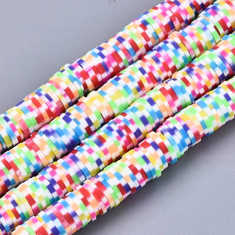 BeadsBalzar Beads & Crafts Rainbow Color Polymer Clay Beads, Heishi Beads, Colorful, 6x0.5~1mm