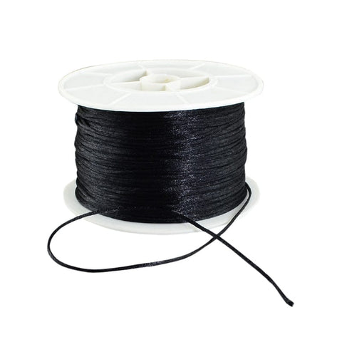 BeadsBalzar Beads & Crafts Round Nylon Thread, Rattail Satin Cord, Black 1mm