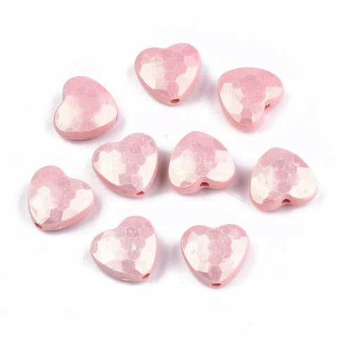 BeadsBalzar Beads & Crafts SALMON (AH8780G) (AH8780-X) Spray Painted Acrylic Rubberized Style, Faceted, Hearts, 10.5x11.5x5mm (30 GMS / +- 70 PCS)