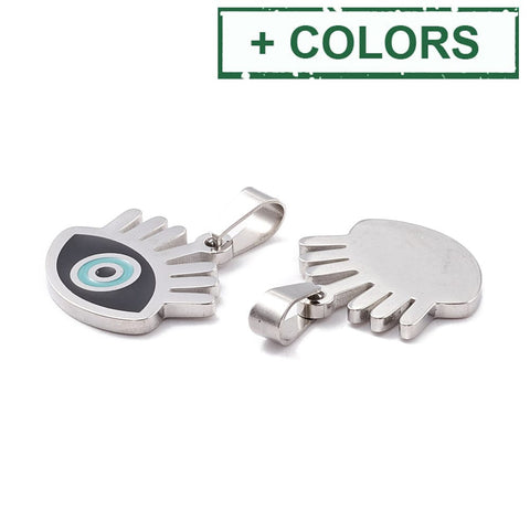 BeadsBalzar Beads & Crafts (SE8771-X) 304 Stainless Steel Enamel Pendants, Eye, 15x15.5x1.5mm (2 PCS)