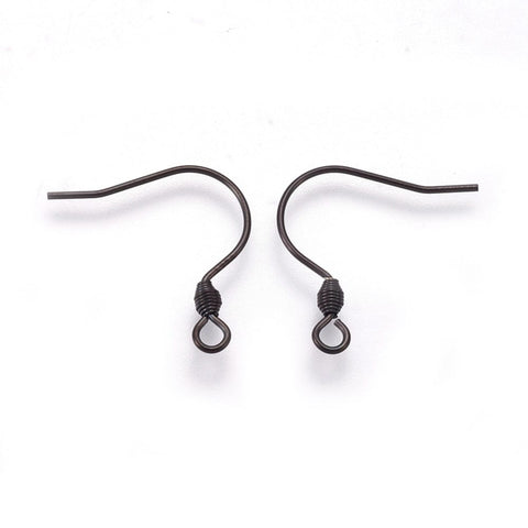 BeadsBalzar Beads & Crafts (SE8798-BL) 304 Stainless Steel Earring Hooks, Electrophoresis Black, 18mm (4 PCS)