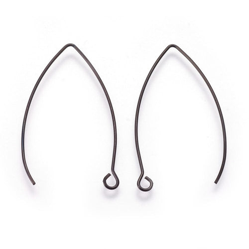 BeadsBalzar Beads & Crafts (SE8799-02) 304 Stainless Steel Earring Hooks, Electrophoresis Black 24x41.5mm (4 PCS)