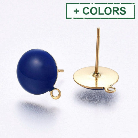 BeadsBalzar Beads & Crafts (SE8854-X) Ion Plating(IP) 304 Stainless Steel Stud Earring, with Loop, Enamel, Golden, 12.5x10x2mm (2 PAIRS)