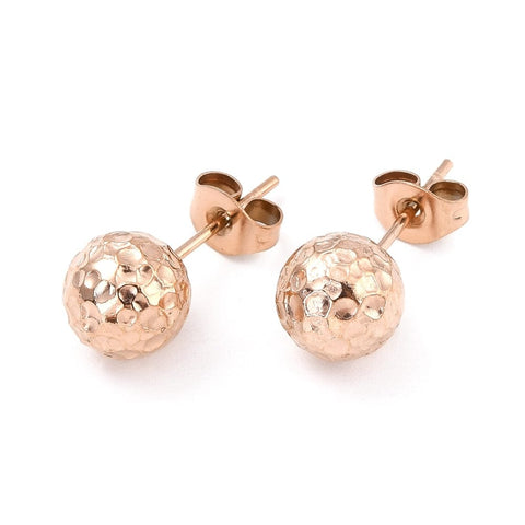 BeadsBalzar Beads & Crafts (SE8937-IRG) Ion Plating(IP) 304 Stainless Steel Stud Earring, Rose Gold, 19x8mm (2 PAIRS)