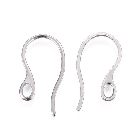 BeadsBalzar Beads & Crafts (SE8976-P) 304 Stainless Steel Earring Hooks, with Horizontal Loop, 12x22mm (10 PCS)