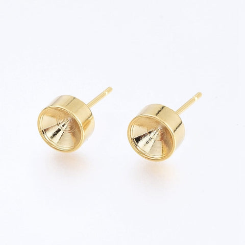 BeadsBalzar Beads & Crafts (SE9083-G) 304 Stainless Steel Stud Earring Settings, Golden, Fit for 6mm Rhinestone (4 PCS)