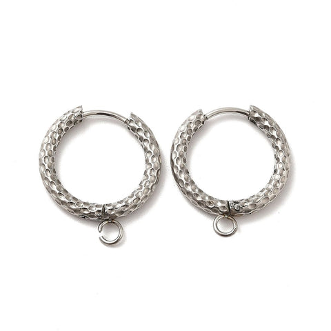 BeadsBalzar Beads & Crafts (SE9107-P) 201 Stainless Steel Hoop Earrings Findings, 22x19x2.5mm (1 Pair)