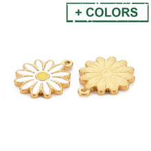 Load image into Gallery viewer, BeadsBalzar Beads &amp; Crafts (SF8855-X) 304 Stainless Steel Enamel Pendants, Ion Plating(IP), Golden, Flower, 18x15.5x2mm (2 PCS)
