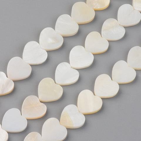 BeadsBalzar Beads & Crafts (SH8867-87) Natural Freshwater Shell Beads, Heart, Seashell Color, 12.5x13x3mm (10 PCS)