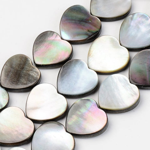 BeadsBalzar Beads & Crafts (SH8869-11A) Natural Black Lip Shell Beads Strands, Heart, 15x15.5x3mm (5 PCS)