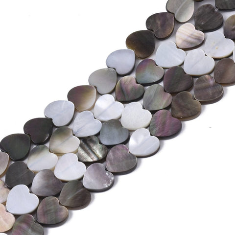 BeadsBalzar Beads & Crafts (SH8871-69B) Natural Black Lip Shell, Heart, 8x8x1.5mm (10 PCS)