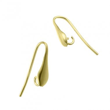 BeadsBalzar Beads & Crafts SILVER 925 / 3 MICRON GOLD PLATED (925-E06-3GP) (925-E06-X) Sterling silver Drop ear hooks 20mm  (1 PAIR)