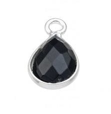 BeadsBalzar Beads & Crafts SILVER 925 (925-D134-S) (925-D134-X) SILVER 925 6MM BLACK SPINEL SET DROP SHAPED BRIOLETTES (1 PC)