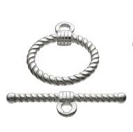 BeadsBalzar Beads & Crafts SILVER 925 (925-T128-S) (925-T128-X) SILVER 925 TWISTED WIRE TOGGLE CLASPS 2MM RINGS 15MM+BAR 25MM (1 SET)