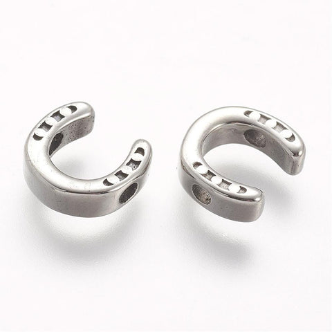 BeadsBalzar Beads & Crafts (SL9042A) 304 Stainless Steel Beads, Horseshoes, Antique Silver 10mm (2 PCS)