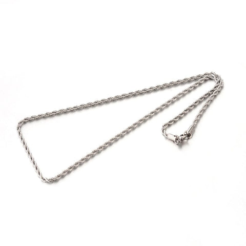 BeadsBalzar Beads & Crafts (SN6928A-3PC) 304 Stainless Steel Rope Chain Necklaces, 3mm wide, 50cm long (3 PCS)