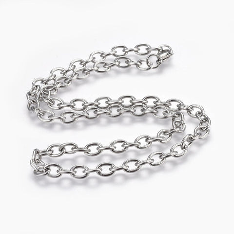 BeadsBalzar Beads & Crafts (SN9155-P) 304 Stainless Steel Cable Chains Necklaces, (50.2cm) (1 PC)