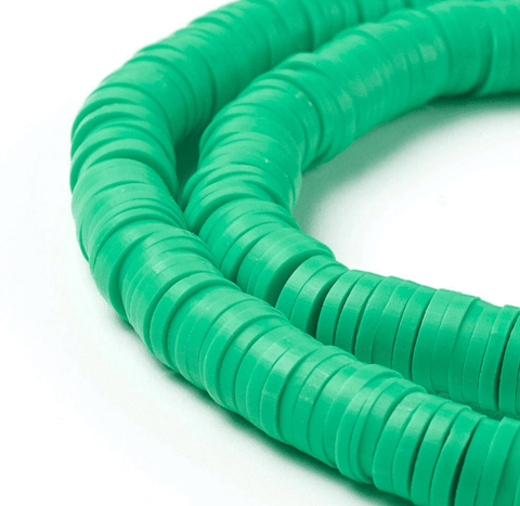 BeadsBalzar Beads & Crafts SPRING GREEN (HE6578-06) (HE6578-X) Handmade Polymer Clay Beads, Disc Heishi Beads 6mm (1 STR)