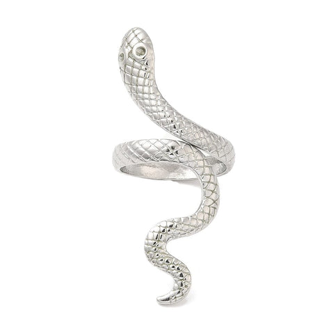 BeadsBalzar Beads & Crafts (SR9118-P) 304 Stainless Steel Open Cuff Rings, Snake, 18.5mm (1 PC)