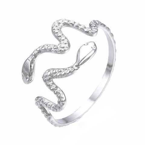 BeadsBalzar Beads & Crafts (SR9122-P) 304 Stainless Steel Snake Wrap Open Cuff Ring,(17.1mm) (1 pc)
