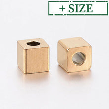 Load image into Gallery viewer, BeadsBalzar Beads &amp; Crafts (SS8897-X) 304 Stainless Steel Beads, Cube, Golden (4 PCS)
