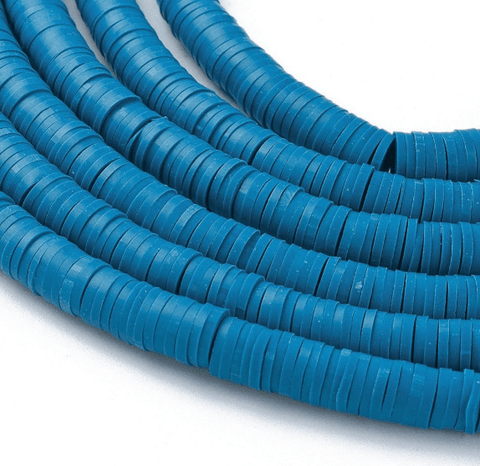 BeadsBalzar Beads & Crafts STEEL BLUE (HE6578-44) (HE6578-X) Handmade Polymer Clay Beads, Disc Heishi Beads 6mm (1 STR)