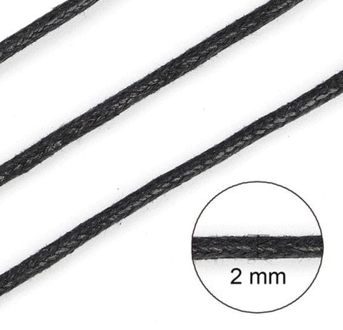 BeadsBalzar Beads & Crafts (WC8912-131) Chinese Waxed Cotton Cord, Black, 2mm (10 MTRS)