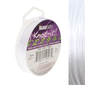BeadsBalzar Beads & Crafts WHITE (SCWH1MM-R) (SCBK1MM-R) SATIN CORD 1MM (5 YD/SPOOL)
