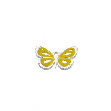BeadsBalzar Beads & Crafts YELLOW ENAMEL Silver 925 13x10mm Butterfly pendant with enamel color