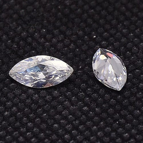 BeadsBalzar Beads & Crafts (ZC9073-CL) Cubic Zirconia Pointed Back Cabochons, Grade A, Clear  5x10mm (6 PCS)