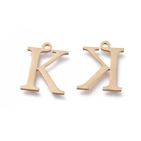 BeadsBalzar Beads & Crafts Κ (SG7385-ALL) 304 Stainless Steel Charms, Greek Alphabet, Golden, about 14mm (1 PC)