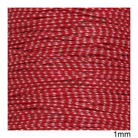 BeadsBalzar Beads & Crafts 10 METERS RED/WHITE (GCT806910M) (GCT8069-X) Polyester Cord Two-tone 1mm RED/WHITE (10 MTRS OR ROLL)