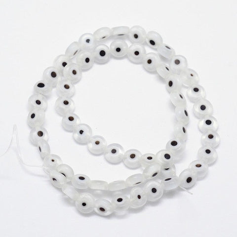 BeadsBalzar Beads & Crafts 10mm Evil Eye Lampwork White (EY3491A)