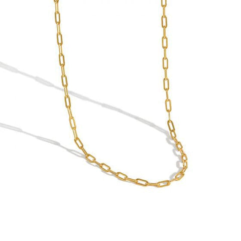 BeadsBalzar Beads & Crafts 18KT GOLD PLATED (925-BN16-G) (925-BN16-X) Simple Geometry Hollow Chain 925 Sterling Silver Choker Necklace (1 PC)