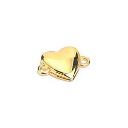 BeadsBalzar Beads & Crafts 18KT.GOLD PLATED (GQH8458-18K) (GQH8458-X) Alloy Magnetic clasp heart with 2 eyes 15x10mm (1 SET)