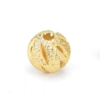 BeadsBalzar Beads & Crafts 18KT YELLOW GOLD (925-BB13-G) (925-BB13-X) Round Hollow 925 Sterling Silver DIY Beads (2 PCS)