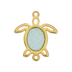 BeadsBalzar Beads & Crafts 24KT.GD.PL. / CYAN SPARKLE (GQT8740-GC) (GQT8740-GP) Alloy Turtle motif wireframe with 2 rings (2 PCS)