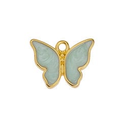BeadsBalzar Beads & Crafts 24KT.GD.PL. / GREEN PEARL (GQB8745-GG) (GQB8745-X) Alloy Butterfly motif pendant 17x14mm (2PCS)
