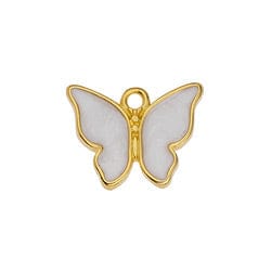 BeadsBalzar Beads & Crafts 24KT.GD.PL. / SEASHELL PEARL (GQB8745-GP) (GQB8745-X) Alloy Butterfly motif pendant 17x14mm (2PCS)