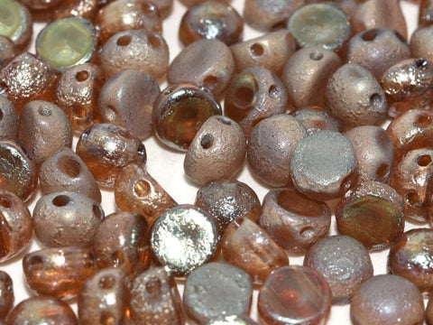 BeadsBalzar Beads & Crafts (2HC-00030-22580) 2-HOLE CABOCHON 6 MM CRYSTAL ETCHED CELSIAN FULL