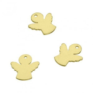 BeadsBalzar Beads & Crafts 3 MICRON GOLD PLATED (925-AP70-3GP) (925-AP70-X) SILVER 925 10MM ANGEL CHARMS WITH 1 HOLE (2 PCS)