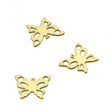 BeadsBalzar Beads & Crafts 3 MICRON GOLD PLATED (925-BP65-3GP) (925-BP65-S) SILVER 925 7MM LASER CUT BUTTERFLY CHARMS (2 PCS)