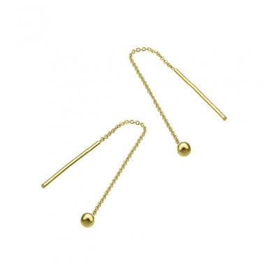 BeadsBalzar Beads & Crafts 3 MICRON GOLD PLATED (925-DE87-3GP) (925-DE87-X) SILVER 925 70MM CHAIN EARRING THREADS WITH 3MM END BEAD (1 PAIR)