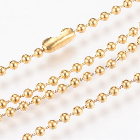 BeadsBalzar Beads & Crafts 304 Stainless Steel Ball Chain Necklace Makings, Golden (SS5081)