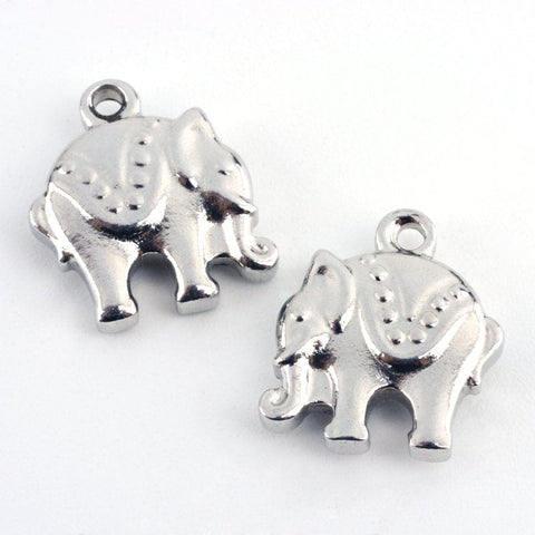 BeadsBalzar Beads & Crafts 304 Stainless Steel Elephant Charms, Stainless Steel Color (SE4705)