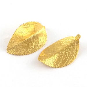 BeadsBalzar Beads & Crafts 304 Stainless Steel Leaf Pendants, Golden (SL4714)
