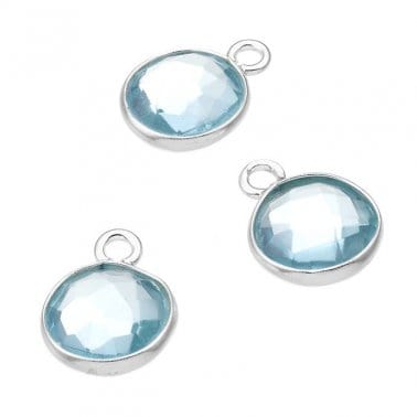 BeadsBalzar Beads & Crafts (925-48AR) Sterling silver 8mm sky blue topaz hydrothermal quartz round (1 PC)